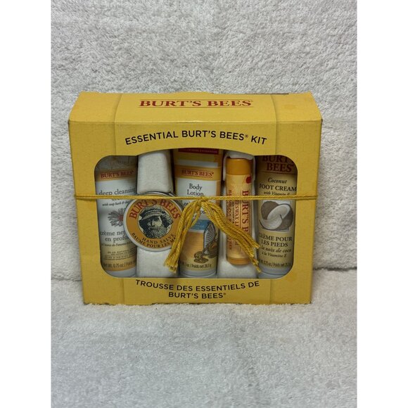 Essential Burt's Bees Kit Cleansing Cream Hand Salve Lotion Lip Balm Foot Cream - Picture 1 of 3